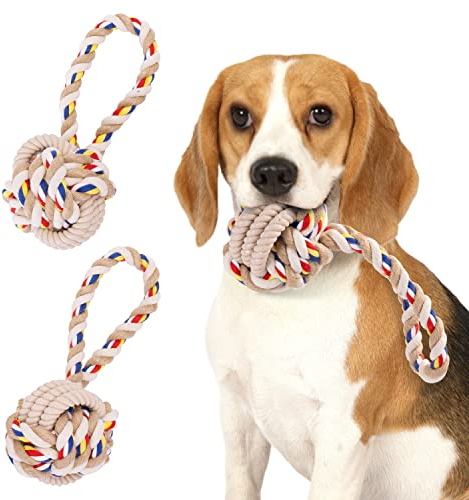 Nobleza Hundespielzeug unzerstörbares 2 Pack, 100% natürliche Baumwolle Seil Hundespielzeug - interaktives Tauziehspielzeug für Welpen - Dog Rope Toy - welpenspielzeug - Hundekauspielzeug - 20 cm