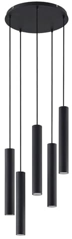 Lindby Ceiling Light Sanad dimmable (Modern) in Black Made of Metal for e.g. Living Room & Dining (5 Light Sources, GU10) from Pendant Lighting lamp Hanging Ceiling
