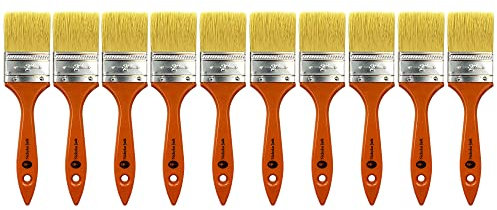 10 Pack Paint Brushes Ideal for Walls & Ceilings, Paint Brush Set with Synthetic Bristle Brush, Heavy-Duty Gloss Paint Brush for Fiberglass and Laminating (2 Inch)