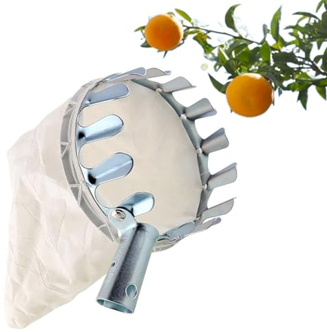 Mikiuly Recogedor de Frutas,Recolector de Frutas con Bolsa de Tela,Práctico Herramienta de Recogedor de Fruta,Fruit Picker Hortícola Recogedor Cesta para Manzanas, Naranjas, Peras