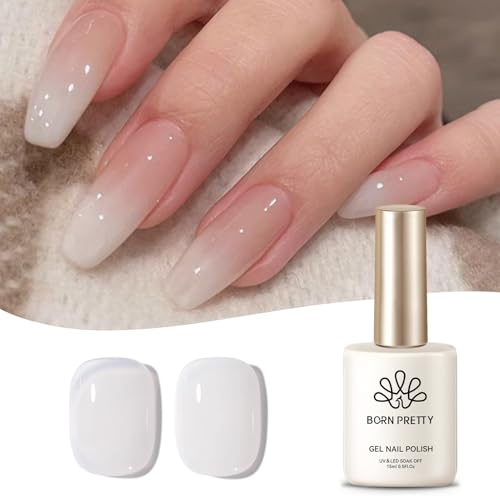 BORN PRETTY Milky White Jelly Gel Nail Polish Translucent Natural Color Gel Polish U V LED Nail Art Manicure Varnish 15ML