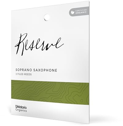 D'Addario Organic Reserve Soprano Saxophone Reeds - Sax Reeds - Individually Sealed - 3.0+ Strength, 3 Pack