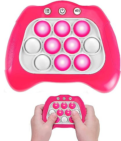 Quick Push Spiel, Pop It Fidget Elektronisches Sensorspiel, Bubble Sensory Squeeze Toys, Push Bubble Fidget, Light Up Game,Dekompressions Spielzeug Machine Geschenk für Kinder und Erwachsene （Pink）
