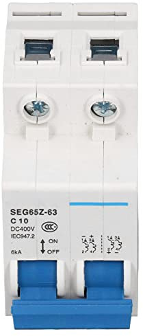 2P DC-Miniatur-Leistungsschalter DC-Leistungsschalter Photovoltaik-Batterieschutzschalter für Solar-PV-Systempaneele Gitter 6KA 400V (C10)