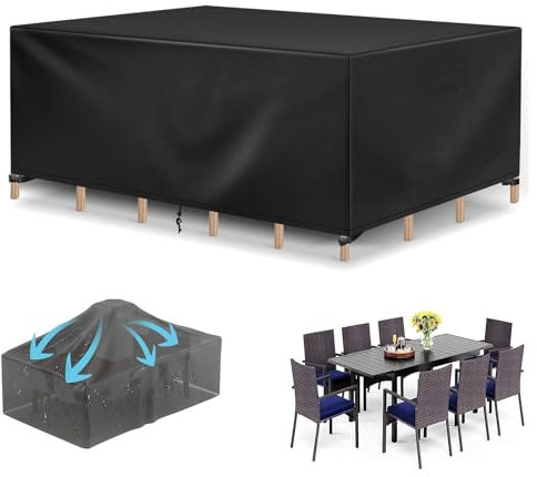 LSYALUCK Abdeckung für Gartenmöbel - 130x90x90cm Multi Größe Gartenmöbel Abdeckung wasserdichte Schutzhülle - 600D Abdeckhaube Gartentisch Rechteckig, Schutzhülle Tisch für Gartentisch Sitzgruppe