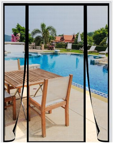LXHFSH Moustiquaire Porte Magnétique 220x210cm Moustiquaire Aimantée Double Ouverture Latérale, Rideau Maille Anti-Moustique, Fermeture Automatique, Rideau Anti Insecte Mouche, pour Couloirs Patio
