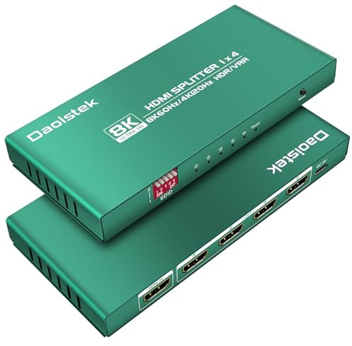 HDMI 2.1 Splitter 1 i 4 Out 4k 120hz hue Ljus synkroniseringsbox 1 i 4 Out hdmi Splitter 4k 120hz PS5 4-vägs hdmi Splitter 1 i 4 Out 4k 120hz hdmi Splitter 1 i 4 ut 4k 120hz PS5 VRR HDR10+ HDCP2.3