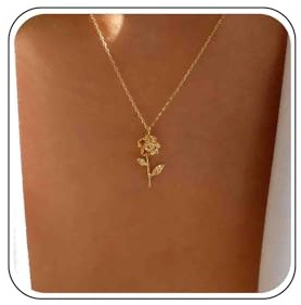Cimenexe Bohemian Rose Choker Necklace Gold Rose Flower Pendant Necklace Metal Flower Collar Necklace Minimalist Rose Flower Chain Necklace Jewelry for Women