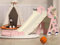 4 in 1 Kids Slide Indoor Outdoor Slide, Toddler Slide with Basketball Hoop & Ring Toss, Foldable Baby Slide, Playground Climber Slide Freestanding Slides for 1-4 Years Boys Girls (Pink)