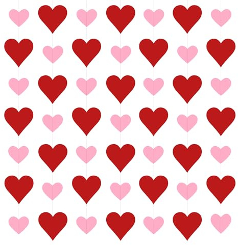 4 guirnaldas de Corazones, Decoraciones del día de San Valentín, Corazones de Papel, serpentinas Colgantes, Decoraciones de Corazones para San Valentín, cumpleaños, Despedida de Soltera, Boda