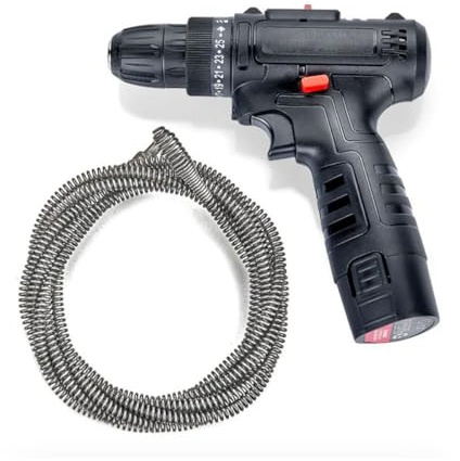 Electric Drain Auger with 5m Plumbing Snakes for Toilet Bathroom Kitchen Sink Battery Powered Pipe Cleaning Spiral Unblocker Tools