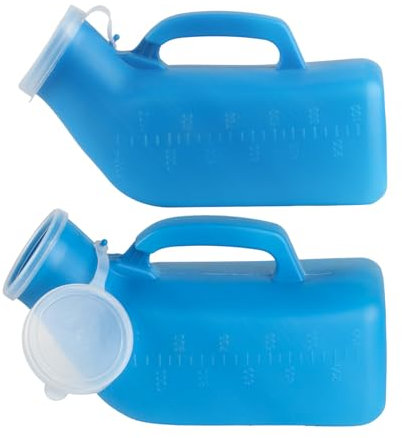 2 Pcs Urine Bottles Male Urinal Bottles for Men, Urinal Pee Bottle for Mens Urine Bottles Spill Proof, 1200ml Portable Urinals for Men with Lid, Plastic Urine Bottle for Men Camping Travel