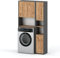 Waschmaschinenschrank Waschli Set 2 - Badschrank | Waschmaschinenüberbau | Badregal | Badezimmerschrank | Hochschrank - B:94cm H:165cm T:30cm - Holzoptik Grau Matt/Eiche, 4 Türen, 8 Ablagen