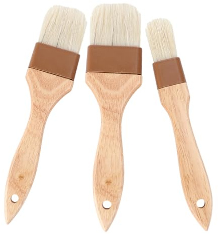Yardenfun 3 Piezas Brocha de Basting de Madera de para Bbq de Pequeña Mediana y Grande Utensilio de Cocina para Aceite y Repostería para Parrillas y Horneado