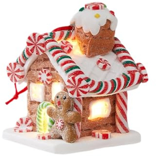 Jul pepparkakshus, julby pepparkakor husdekorationer, LED-godisfest lysande prydnader, prydnad för utflyktsbutiker, kaffebord
