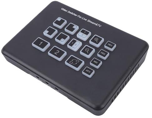 Goshyda Live Streaming Video Switcher, USB C 3.0 Video Mixer Switcher med 2 HDMI-ingångar för Spelströmmande Videokonferenser
