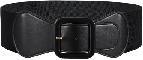 JASGOOD Women Elastic Wide Belt Stretchy Vintage Waist Belt for Dress with Fashion Square Buckle