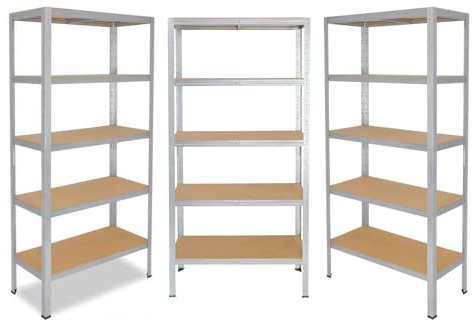 inferramenta Scaffale in Metallo Zincato 5 Ripiani | 180x90x40 cm | Portata 175kg/Ripiano 875 Totali | Ideale per Garage e Magazzino | Soluzione Salvaspazio per Officina (Set 3 Scaffali)