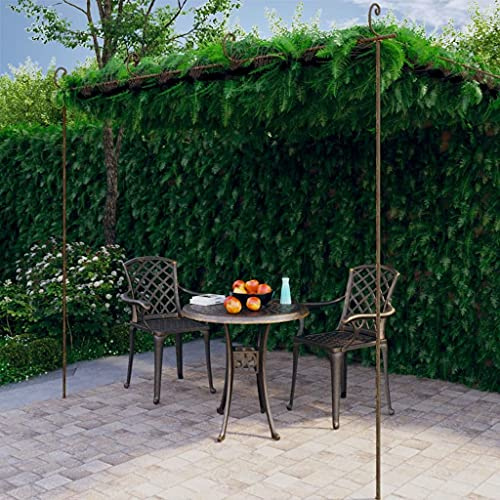 Kaloriko Pérgola de jardín de hierro forjado marrón envejecido, 4 x 3 x 2,5 m, con ayuda para rosas, clemátides, hiedra, enredaderas y plantas trepadoras, cenador decorativo para jardín, terraza