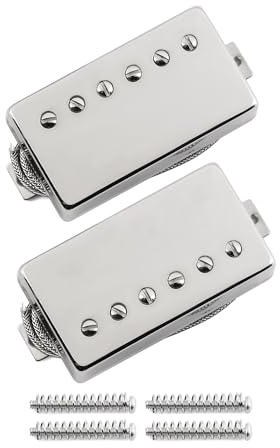 FLEOR Alnico5 Guitar Humbucker Pickup Set Chrome Bridge & Neck Pickups Compatible with LP style Guitar Part