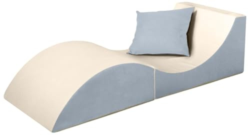 Velinda poltrona di rilassamento: divano, pouf, pieghevole, tavolo (colore: beige-grigio)