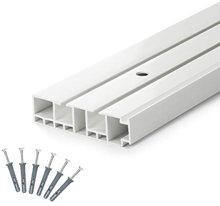 DQ-PP GARDINENSCHIENE | 100cm | PVC | 2-läufig | Weiss | inkl. Befestigungsmaterial | 1m | Gardinen Schiene Vorhangschienen