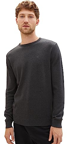 TOM TAILOR Herren Basic Strickpullover mit Crewneck