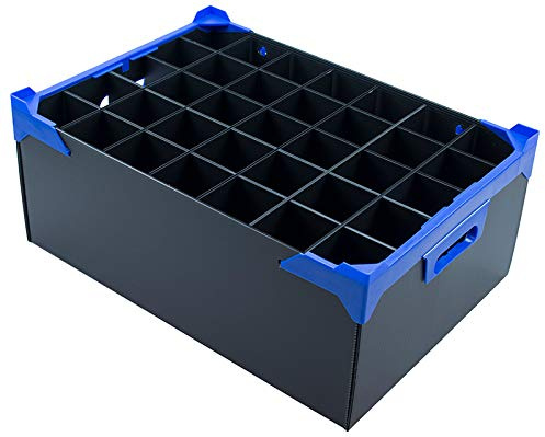 Caterbox Champagne Flute and Glass Storage Crate with Internal Dividers | 35 Cells Max Diameter 65mm (Glass Height = 190mm)