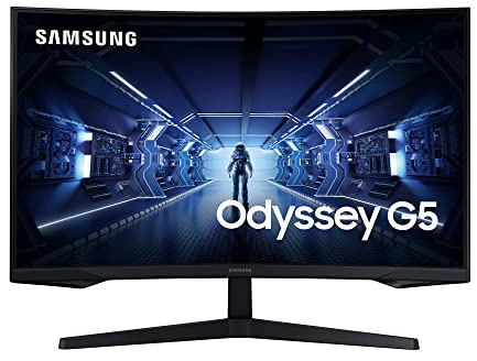 Samsung Odyssey G5 Curved WQHD Gaming Monitor C32G53T, 32 Zoll, VA-Panel, WQHD-Auflösung, HDR10, AMD FreeSync Premium, Reaktionszeit 1ms, Krümmung 1000R, Bildwiederholrate 144 Hz, Schwarz
