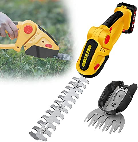 BASII Tijeras para césped inalámbricas 2 en 1 y Recortadora de setos de Mano, Recortadora de arbustos eléctrica Ajustable de 36 V, 2 Cuchillas Intercambiables, Recortadora de Borde de Corte