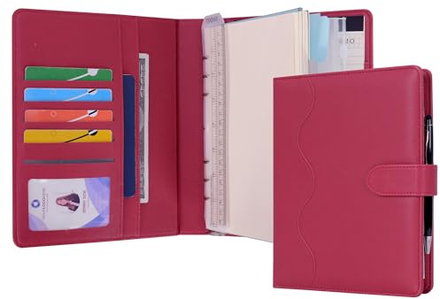 WASON A5 Diario in Pelle PU con Carta Ricaricabile, Portfolio ad Anelli Rimovibile con Clipboard, Blocco per Scrivere e Penna per Viaggi, Affari, Scuola, Organizzatore (Rosso)