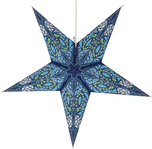 GURU SHOP hopfällbart adventsljus pappersstjärna, julstjärna 60 cm – Sunda Blue