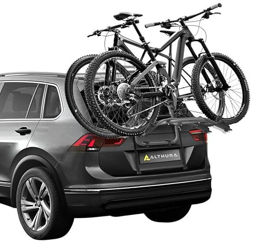 ALTHURA Portabici Poster Trasporto di 2 E-Bike Turn | Portabici Auto | 2 Bici | Facile Installazione | Universale | E-Bike & MTB | 29 | Chiudibile