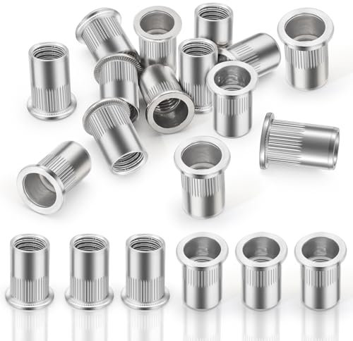 20 Pièces Ecrou a Sertir M10, Rivet Fileté, Éécrous à Rivets Aveugles en Acier Inox, Rivet Écrou Plat Tête Filetée Rivet pour Métal, Fibre de Verre, Plastique