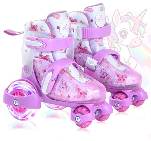 Pattini a Rotelle Per Bambina Con 4 Misure Regolabili, EU 24-31 Ruote Illuminate Per Principianti Weihnachts und Geburtstags Geschenke