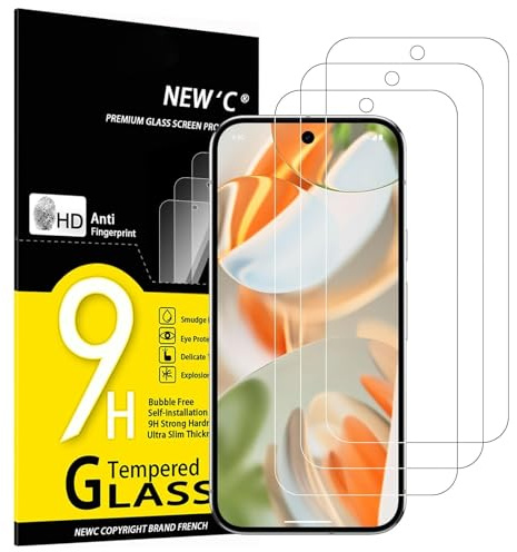 NEW'C Lot de 3, Verre Trempé pour Google Pixel 10/10 Pro,Google Pixel 9/9 Pro Film en Protection écran efficace contre les Rayures - sans Bulles - Ultra Résistant- Dureté 9H Glass