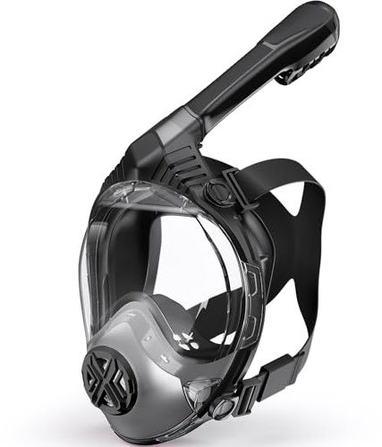 Full Face Snorkel Mask- Snorkeling Gear for Adults with Safe Dry Top Breathing System, Latest Foldable Panoramic View Snorkeling Mask for Men and Women, Anti Fog Anti Leak