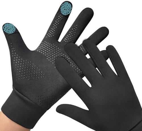 Rioomui Winter Running Gloves for Cold Weather, Liner Thermal Gloves Lightweight Touch Screen Thin Gloves Extra Grip and Durable Construction for Cycling, Biking, Hiking, Driving-L
