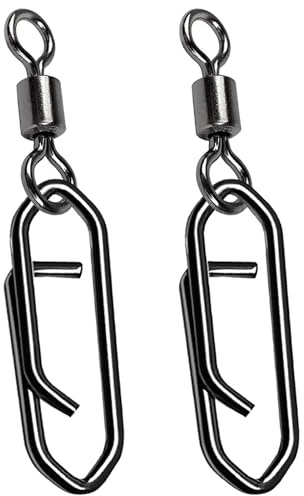AMYSPORTS High Strength Saltwater Barrel Swivels Fishing Tackle Stainless Steel Line Connector Fishing Snaps Swivel Change Quick Fishing Clips Snap Black Nickel, 50pcs, 21lbs