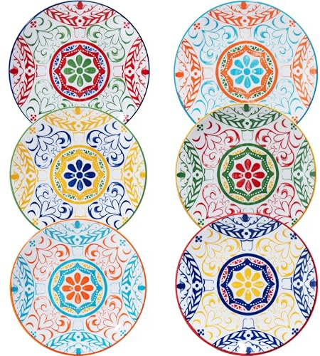 LEHAHA Ceramic 6 inch Appetizer Plates, Set of 6, Porcelain Salad and Dessert Kitchen Plate Set, Small Lunch Serving salad Plates for Cake Snacks Side Dish. Microwave and Dishwasher Safe
