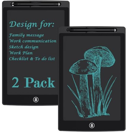 [2 Pack] [TIQUS] 10 Inch LCD Writing Tablet Pad Ewriter Electronic Board and MeMO Notes for and Adults at Home School and Office Middle Stylus [Black]