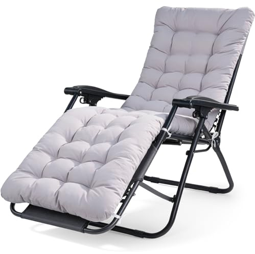 Yigowyigo Coussins pour Bain de Soleil, 170 * 53 * 8 cm Coussins pour Bancs de Jardin avec Capuche Antidérapante et Six Sangles de Fixation, Coussin pour de Jardin Convient aux Chaises Longues