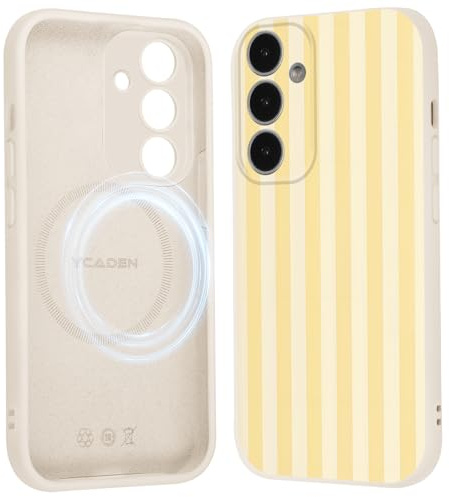 Xylota för Samsung Galaxy S24 5G Magnetisk fodral för Magsafe, Estetiskt randigt Striped Stripes Mönster Motiv Design Gul Silikon mobiltelefonfodral Flicka Kvinnor Skyddsfodral för Samsung S24 5G 6,2