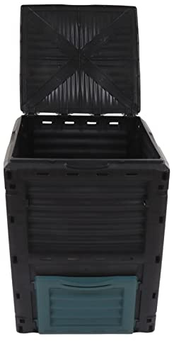 Garosa Bidone per Compost da 300 Litri, Compostiera da Giardino in Plastica con Coperchio Incernierato, Efficiente Smaltimento dei Rifiuti in Fertilizzante per Uso Domestico e Giardino