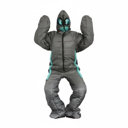 Fonowx Sac de Couchage Extérieur Sac de Couchage Humanoïde Combinaison de Couchage Portable Capuche Matelassée en Polyester, Gris Et Bleu Alien, XL Convient pour 170-185CM