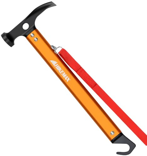 Hikemax Lightweight Outdoor Camping Hammer Aluminum Tent Hammer with Tent Stake Remover, 13-Ounce, Orange