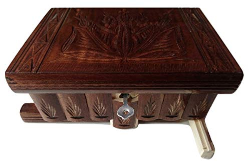 Neu Magie Rätsel Puzzle Geheim Schmuckkasten schön Handwerk Handarbeit Holz schatulle Zauber kästen (Schokoladenbraun)