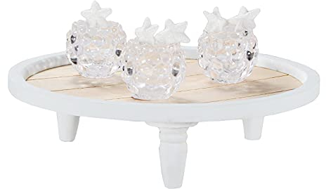 Vassoio in legno rotondo, piatto decorativo da 40 cm, vassoio da portata in legno con piedi