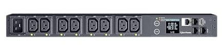 CyberPower PDU41005 geschaltete Rack-PDU 1U schwarz, 1-phasig 100-240V 16A IEC-320 C20 Eingang, 8X IEC-320 C13 Ausgänge Remote steuerbar, SNMP LAN, Hot-Swap-LCD drehbar, Daisy-Chain, PowerPanel