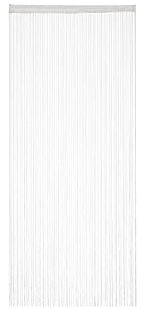 Relaxdays Fadenvorhang weiß, kürzbar, mit Tunneldurchzug, für Türen & Fenster, waschbar, Fadengardine, 90x245 cm, White